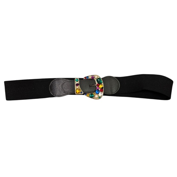 Black Belt with Multicolor Gem Buckle main image 7